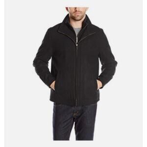 London Fog Men's Wool Blend Stand Collar Jacket with Bib.